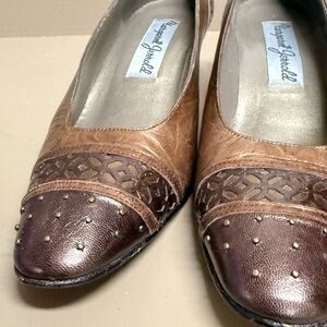 Margaret Jerrold Vintage Bronze Metallic Studded Leather Pumps 9 Slim (Narrow)